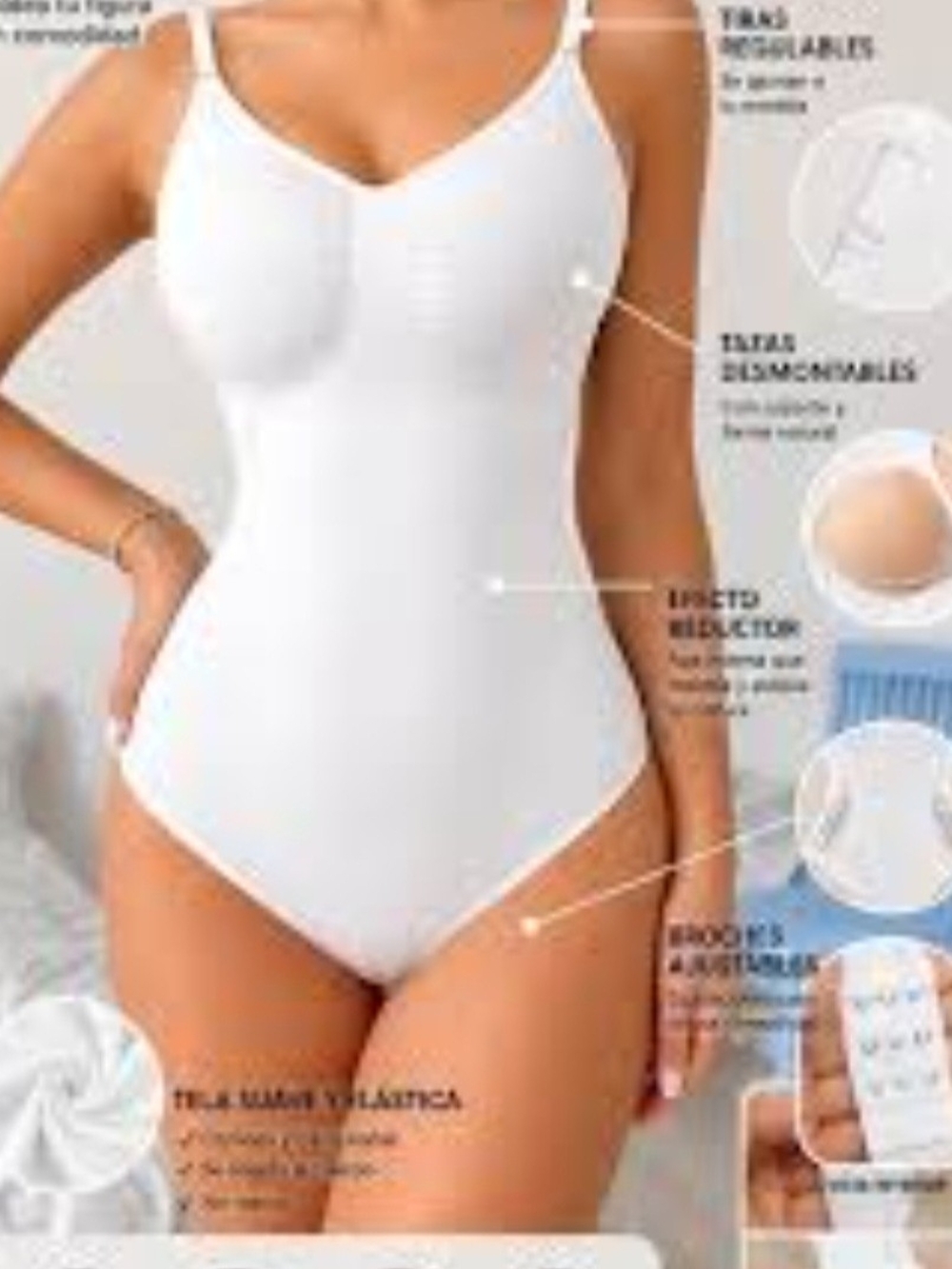 Smooth White Shaping Bodysuit with Removable Cups